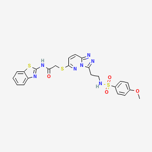 molecular formula C23H21N7O4S3 B2746180 N-(benzo[d]thiazol-2-yl)-2-((3-(2-(4-methoxyphenylsulfonamido)ethyl)-[1,2,4]triazolo[4,3-b]pyridazin-6-yl)thio)acetamide CAS No. 873002-01-8
