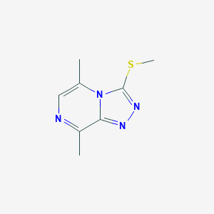 molecular formula C8H10N4S B027462 s-Triazolo[4,3-a]pyrazine, 5,8-dimethyl-3-(methylthio)- CAS No. 19994-81-1