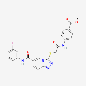 molecular formula C23H18FN5O4S B2746213 methyl 4-[2-({6-[(3-fluorophenyl)carbamoyl]-[1,2,4]triazolo[4,3-a]pyridin-3-yl}sulfanyl)acetamido]benzoate CAS No. 1112429-98-7