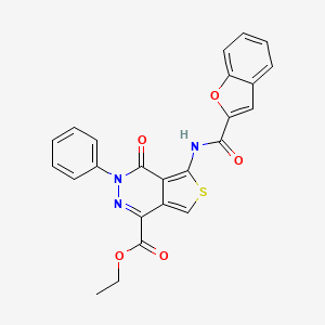 molecular formula C24H17N3O5S B2746243 Ethyl 5-(benzofuran-2-carboxamido)-4-oxo-3-phenyl-3,4-dihydrothieno[3,4-d]pyridazine-1-carboxylate CAS No. 851947-78-9