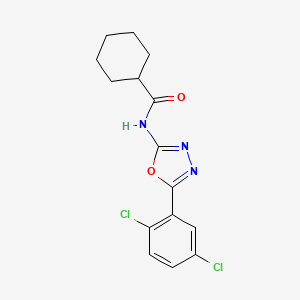 molecular formula C15H15Cl2N3O2 B2746261 N-[5-(2,5-dichlorophenyl)-1,3,4-oxadiazol-2-yl]cyclohexanecarboxamide CAS No. 891135-02-7