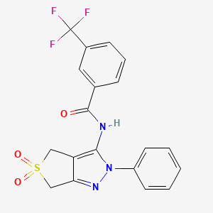 molecular formula C19H14F3N3O3S B2746277 N-{5,5-dioxo-2-phenyl-2H,4H,6H-5lambda6-thieno[3,4-c]pyrazol-3-yl}-3-(trifluoromethyl)benzamide CAS No. 681265-69-0