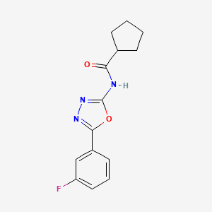 N-(5-(3-fluorophenyl)-1,3,4-oxadiazol-2-yl)cyclopentanecarboxamide