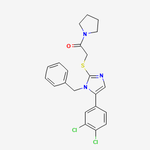 2-((1-benzyl-5-(3,4-dichlorophenyl)-1H-imidazol-2-yl)thio)-1-(pyrrolidin-1-yl)ethanone