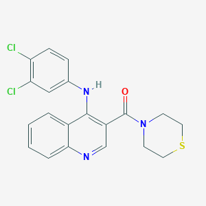 molecular formula C20H17Cl2N3OS B2746328 N-(3,4-dichlorophenyl)-3-(thiomorpholine-4-carbonyl)quinolin-4-amine CAS No. 1358760-88-9