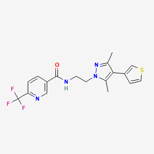 molecular formula C18H17F3N4OS B2746341 N-(2-(3,5-dimethyl-4-(thiophen-3-yl)-1H-pyrazol-1-yl)ethyl)-6-(trifluoromethyl)nicotinamide CAS No. 2034510-25-1