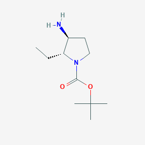 molecular formula C11H22N2O2 B2746351 rac-tert-butyl (2R,3S)-3-amino-2-ethylpyrrolidine-1-carboxylate, trans CAS No. 2044706-37-6