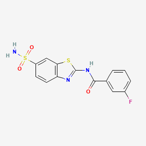 3-fluoro-N-(6-sulfamoyl-1,3-benzothiazol-2-yl)benzamide