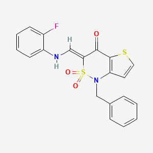 (Z)-1-benzyl-3-(((2-fluorophenyl)amino)methylene)-1H-thieno[3,2-c][1,2]thiazin-4(3H)-one 2,2-dioxide