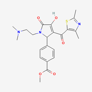molecular formula C22H25N3O5S B2746375 methyl 4-(1-(2-(dimethylamino)ethyl)-3-(2,4-dimethylthiazole-5-carbonyl)-4-hydroxy-5-oxo-2,5-dihydro-1H-pyrrol-2-yl)benzoate CAS No. 627822-70-2