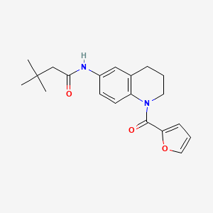 molecular formula C20H24N2O3 B2746396 N-[1-(furan-2-carbonyl)-1,2,3,4-tetrahydroquinolin-6-yl]-3,3-dimethylbutanamide CAS No. 941960-49-2