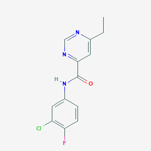 molecular formula C13H11ClFN3O B2746421 N-(3-Chloro-4-fluorophenyl)-6-ethylpyrimidine-4-carboxamide CAS No. 2415568-68-0