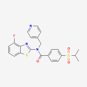 molecular formula C23H20FN3O3S2 B2746444 N-(4-fluoro-1,3-benzothiazol-2-yl)-4-(propane-2-sulfonyl)-N-[(pyridin-4-yl)methyl]benzamide CAS No. 923173-50-6