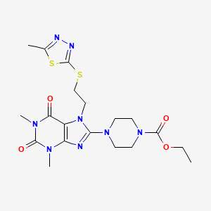 Ethyl 4-[1,3-dimethyl-7-[2-[(5-methyl-1,3,4-thiadiazol-2-yl)sulfanyl]ethyl]-2,6-dioxopurin-8-yl]piperazine-1-carboxylate