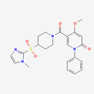4-methoxy-5-(4-((1-methyl-1H-imidazol-2-yl)sulfonyl)piperidine-1-carbonyl)-1-phenylpyridin-2(1H)-one