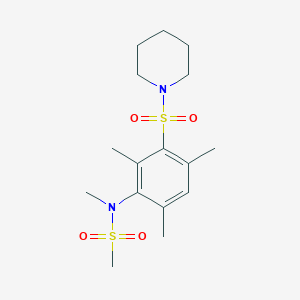 molecular formula C16H26N2O4S2 B2746501 N-methyl-N-(2,4,6-trimethyl-3-(piperidin-1-ylsulfonyl)phenyl)methanesulfonamide CAS No. 923139-27-9