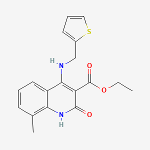 molecular formula C18H18N2O3S B2746515 Ethyl 8-methyl-2-oxo-4-((thiophen-2-ylmethyl)amino)-1,2-dihydroquinoline-3-carboxylate CAS No. 1251672-63-5