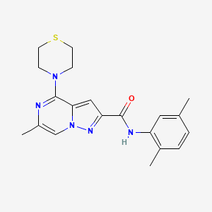 molecular formula C20H23N5OS B2746530 N-(2,5-dimethylphenyl)-6-methyl-4-(thiomorpholin-4-yl)pyrazolo[1,5-a]pyrazine-2-carboxamide CAS No. 1775378-28-3