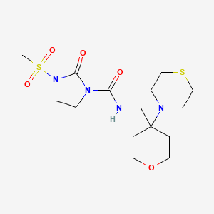 molecular formula C15H26N4O5S2 B2746562 3-methanesulfonyl-2-oxo-N-{[4-(thiomorpholin-4-yl)oxan-4-yl]methyl}imidazolidine-1-carboxamide CAS No. 2415622-75-0