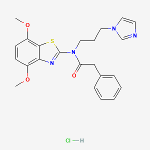 molecular formula C23H25ClN4O3S B2746578 N-(3-(1H-imidazol-1-yl)propyl)-N-(4,7-dimethoxybenzo[d]thiazol-2-yl)-2-phenylacetamide hydrochloride CAS No. 1215626-07-5