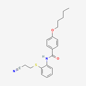molecular formula C21H24N2O2S B2746603 N-(2-((2-cyanoethyl)thio)phenyl)-4-(pentyloxy)benzamide CAS No. 477555-67-2