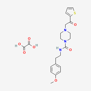 molecular formula C22H27N3O7S B2746610 N-(4-methoxyphenethyl)-4-(2-oxo-2-(thiophen-2-yl)ethyl)piperazine-1-carboxamide oxalate CAS No. 1351597-86-8