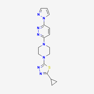 molecular formula C16H18N8S B2746624 3-[4-(5-cyclopropyl-1,3,4-thiadiazol-2-yl)piperazin-1-yl]-6-(1H-pyrazol-1-yl)pyridazine CAS No. 2415503-66-9