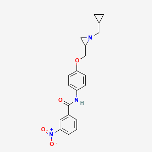 molecular formula C20H21N3O4 B2746628 N-(4-{[1-(cyclopropylmethyl)aziridin-2-yl]methoxy}phenyl)-3-nitrobenzamide CAS No. 2418678-55-2