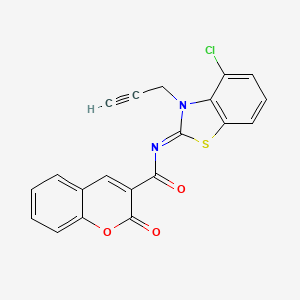 molecular formula C20H11ClN2O3S B2746651 N-[(2Z)-4-chloro-3-(prop-2-yn-1-yl)-2,3-dihydro-1,3-benzothiazol-2-ylidene]-2-oxo-2H-chromene-3-carboxamide CAS No. 868378-05-6