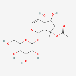 molecular formula C17H26O11 B2746674 b-D-Glucopyranoside,7-(acetyloxy)-1,4a,5,6,7,7a-hexahydro-4a,5-dihydroxy-7-methylcyclopenta[c]pyran-1-yl, [1S-(1a,4aa,5b,7a,7aa)]- CAS No. 6926-14-3; 97169-44-3