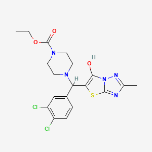 molecular formula C19H21Cl2N5O3S B2746702 Ethyl 4-((3,4-dichlorophenyl)(6-hydroxy-2-methylthiazolo[3,2-b][1,2,4]triazol-5-yl)methyl)piperazine-1-carboxylate CAS No. 869343-91-9