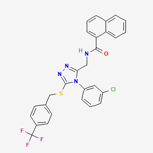 molecular formula C28H20ClF3N4OS B2746719 N-{[4-(3-chlorophenyl)-5-({[4-(trifluoromethyl)phenyl]methyl}sulfanyl)-4H-1,2,4-triazol-3-yl]methyl}naphthalene-1-carboxamide CAS No. 391947-57-2