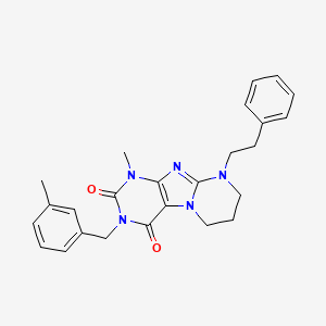 molecular formula C25H27N5O2 B2746754 1-methyl-3-(3-methylbenzyl)-9-phenethyl-6,7,8,9-tetrahydropyrimido[2,1-f]purine-2,4(1H,3H)-dione CAS No. 850192-31-3