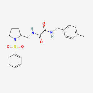 molecular formula C21H25N3O4S B2746760 N1-(4-methylbenzyl)-N2-((1-(phenylsulfonyl)pyrrolidin-2-yl)methyl)oxalamide CAS No. 896264-68-9