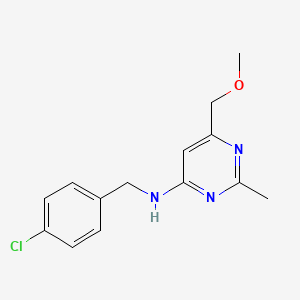 molecular formula C14H16ClN3O B2746764 N-[(4-chlorophenyl)methyl]-6-(methoxymethyl)-2-methylpyrimidin-4-amine CAS No. 478043-18-4