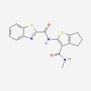 molecular formula C17H15N3O2S2 B2746777 N-[3-(methylcarbamoyl)-4H,5H,6H-cyclopenta[b]thiophen-2-yl]-1,3-benzothiazole-2-carboxamide CAS No. 868965-59-7