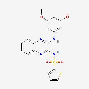molecular formula C20H18N4O4S2 B2746778 N-{3-[(3,5-dimethoxyphenyl)amino]quinoxalin-2-yl}thiophene-2-sulfonamide CAS No. 573932-22-6