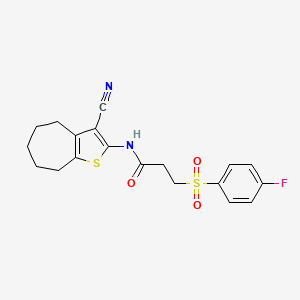 N-(3-cyano-5,6,7,8-tetrahydro-4H-cyclohepta[b]thiophen-2-yl)-3-(4-fluorophenyl)sulfonylpropanamide