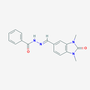 molecular formula C17H16N4O2 B274679 N'~1~-[(E)-1-(1,3-DIMETHYL-2-OXO-2,3-DIHYDRO-1H-1,3-BENZIMIDAZOL-5-YL)METHYLIDENE]BENZOHYDRAZIDE 