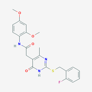 N-(2,4-dimethoxyphenyl)-2-(2-((2-fluorobenzyl)thio)-4-methyl-6-oxo-1,6-dihydropyrimidin-5-yl)acetamide