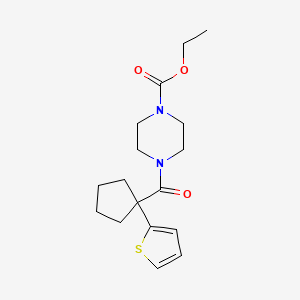 Ethyl 4-(1-(thiophen-2-yl)cyclopentanecarbonyl)piperazine-1-carboxylate