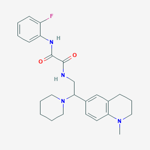 molecular formula C25H31FN4O2 B2746811 N'-(2-fluorophenyl)-N-[2-(1-methyl-1,2,3,4-tetrahydroquinolin-6-yl)-2-(piperidin-1-yl)ethyl]ethanediamide CAS No. 922092-65-7