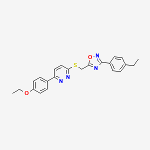 molecular formula C23H22N4O2S B2746853 3-(4-ethoxyphenyl)-6-({[3-(4-ethylphenyl)-1,2,4-oxadiazol-5-yl]methyl}sulfanyl)pyridazine CAS No. 1115285-45-4