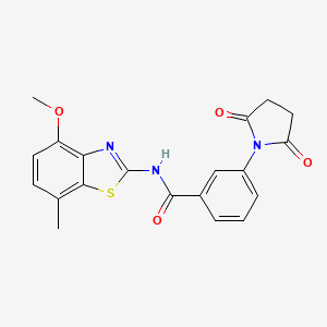 molecular formula C20H17N3O4S B2746864 3-(2,5-dioxopyrrolidin-1-yl)-N-(4-methoxy-7-methylbenzo[d]thiazol-2-yl)benzamide CAS No. 897759-56-7