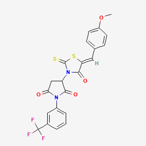 3-[(5Z)-5-[(4-methoxyphenyl)methylidene]-4-oxo-2-sulfanylidene-1,3-thiazolidin-3-yl]-1-[3-(trifluoromethyl)phenyl]pyrrolidine-2,5-dione