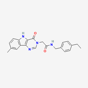 molecular formula C22H22N4O2 B2746917 N-[(4-ethylphenyl)methyl]-2-{8-methyl-4-oxo-3H,4H,5H-pyrimido[5,4-b]indol-3-yl}acetamide CAS No. 1189676-90-1