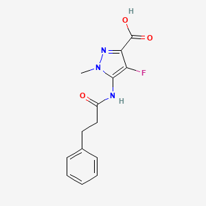 B2746947 4-fluoro-1-methyl-5-(3-phenylpropanamido)-1H-pyrazole-3-carboxylic acid CAS No. 1713463-18-3