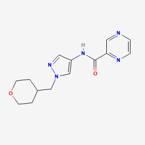 molecular formula C14H17N5O2 B2746977 N-{1-[(oxan-4-yl)methyl]-1H-pyrazol-4-yl}pyrazine-2-carboxamide CAS No. 1706213-07-1