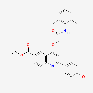 molecular formula C29H28N2O5 B2746992 ethyl 4-{[(2,6-dimethylphenyl)carbamoyl]methoxy}-2-(4-methoxyphenyl)quinoline-6-carboxylate CAS No. 1114835-22-1