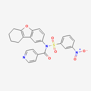 molecular formula C24H19N3O6S B2747001 N-(3-nitrobenzenesulfonyl)-N-{8-oxatricyclo[7.4.0.0^{2,7}]trideca-1(9),2,4,6-tetraen-4-yl}pyridine-4-carboxamide CAS No. 518330-27-3